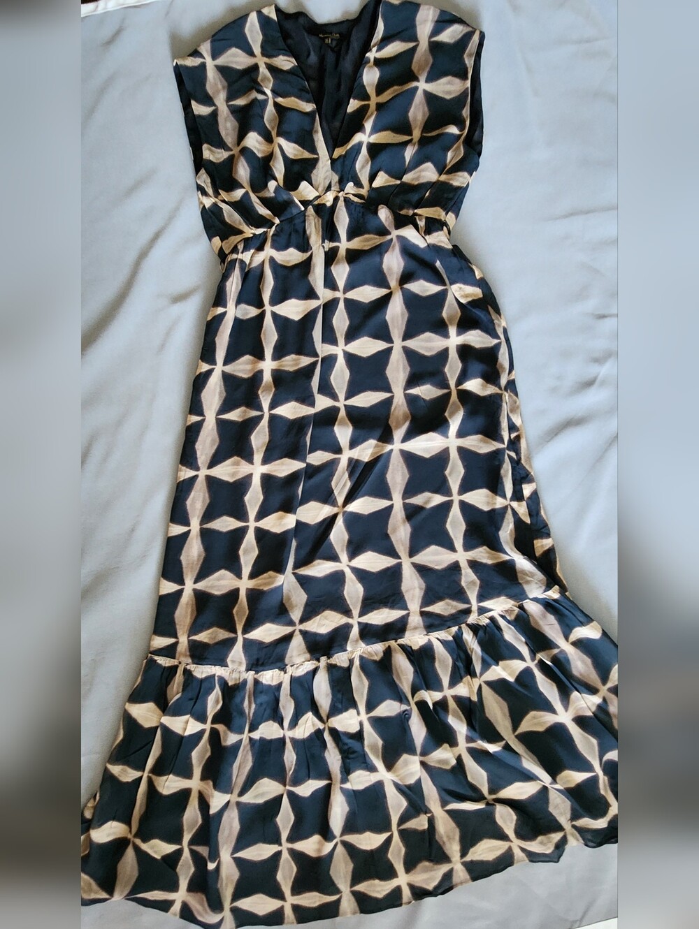 Massimo Dutti Geometric Print 100% Viscose Maxi Dress ✨